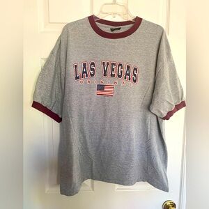 Las Vegas T-Shirt: Gray w/Print at Chest, Short Sleeves, Cotton Blend, 2X
